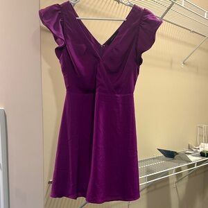 Ark & Co purple silk V Neck cap sleeve A line size Mini Dress M fits like S